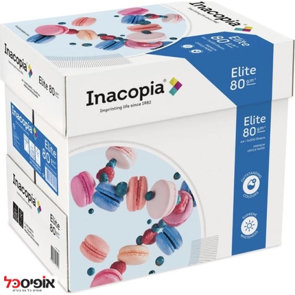 קרטון נייר INACOPIA Elite 80gr A4 (5 חבילות)